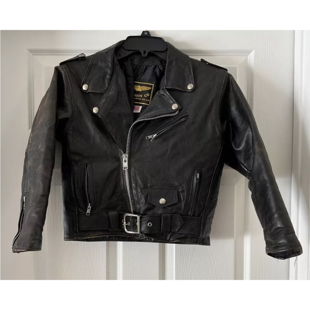 XS Women’s cropped genuine leather rider jacket